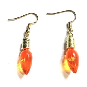 Handmade Orange Christmas Light Earrings