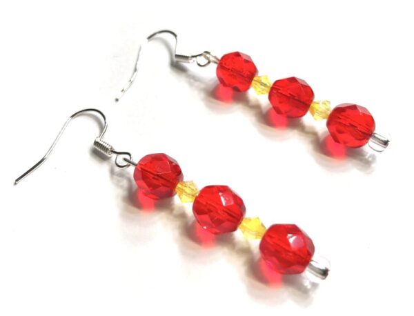 Handmade Ruby Red & Yellow Earrings
