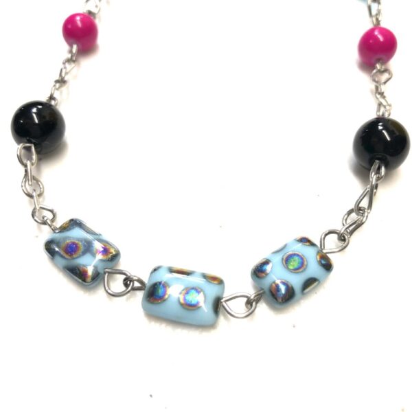 Handmade Turquoise, Pink & Black Necklace