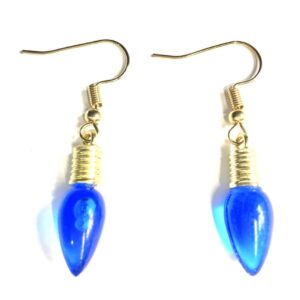 Handmade Blue Christmas Light Earrings