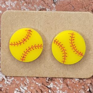 Softball Stud Earrings – Yellow