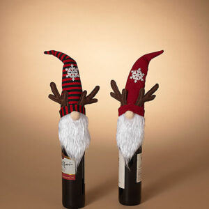 Holiday Fabric Gnome Wine Bottle Cover