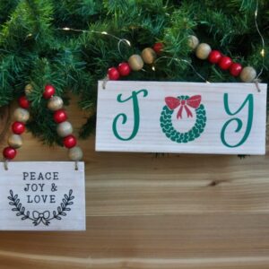 Rustic Christmas Wood and Bead Hanging Signs – 2 Designs