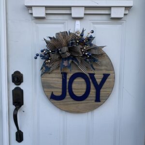 Blue Christmas Joy Door Hanger