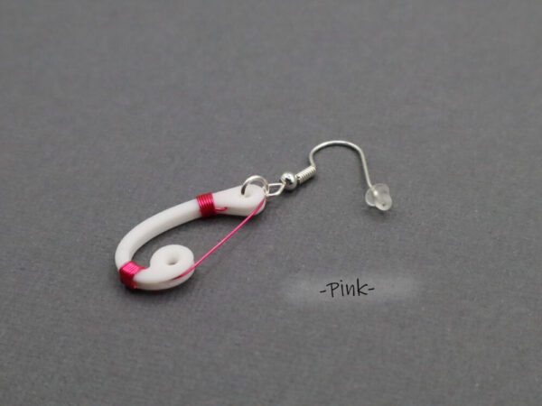 Earrings, Teardrop Hook Shape, 3D printed White, Hand Tied Wire