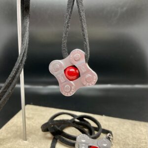 Suede Bike Chain Necklace – Red Coral