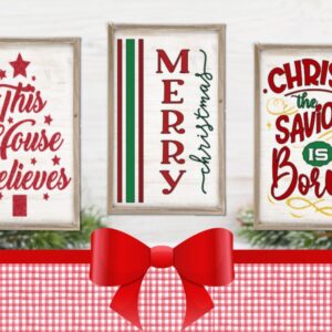 Christmas Wood Framed Signs – 3 Designs – 11″x 18″