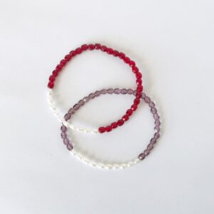 White Pearl & Crystal Birthstone Stretchy Bracelet