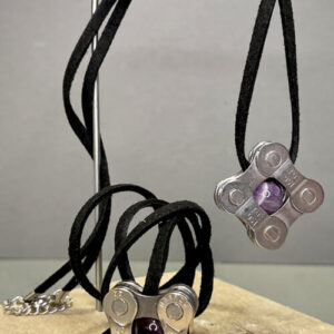 Suede Bike Chain Necklace – Purple Amethyst
