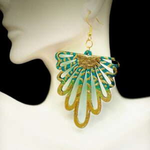 Gold-Gilded Green Earrings