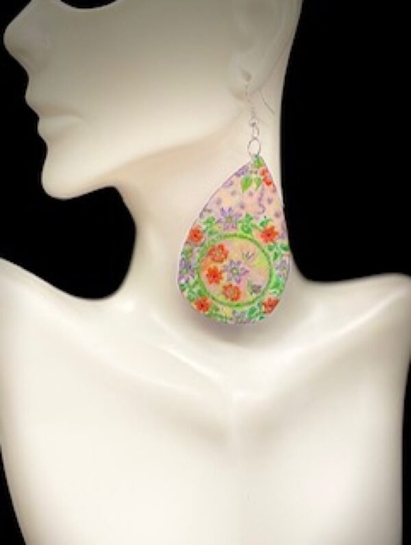 Green, Orange, and a Touch of Purple Earrings
