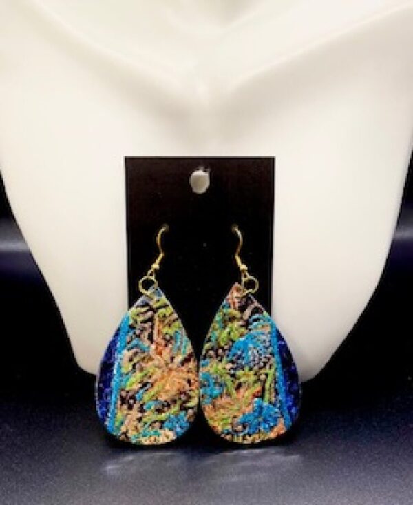 Teal, Green and Gold Earrings