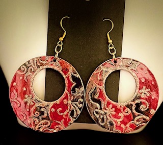 Red and Gold Trimmed Hoop Earrings