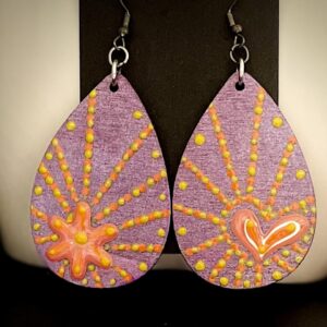 Heart and Star Hand Painted Earrings