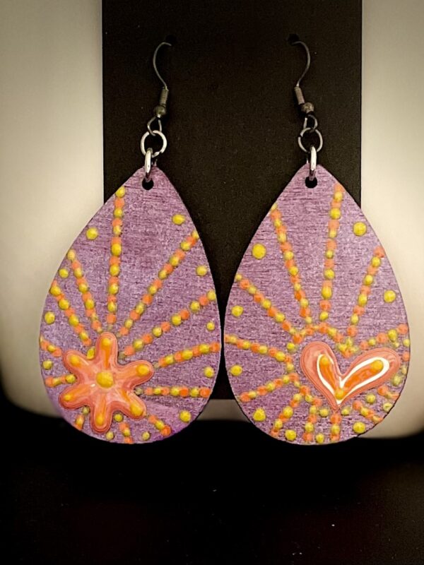 Heart and Star Hand Painted Earrings