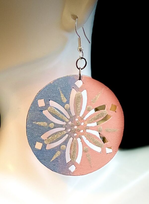 Baby Pink and Blue Snowflake Earrings