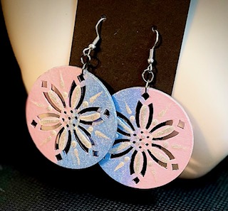 Baby Pink and Blue Snowflake Earrings