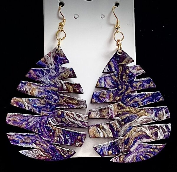 Purple, Gold and Silver Earrings