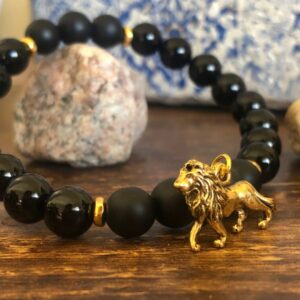 Black Onyx Judah Lion 8mm Bracelet