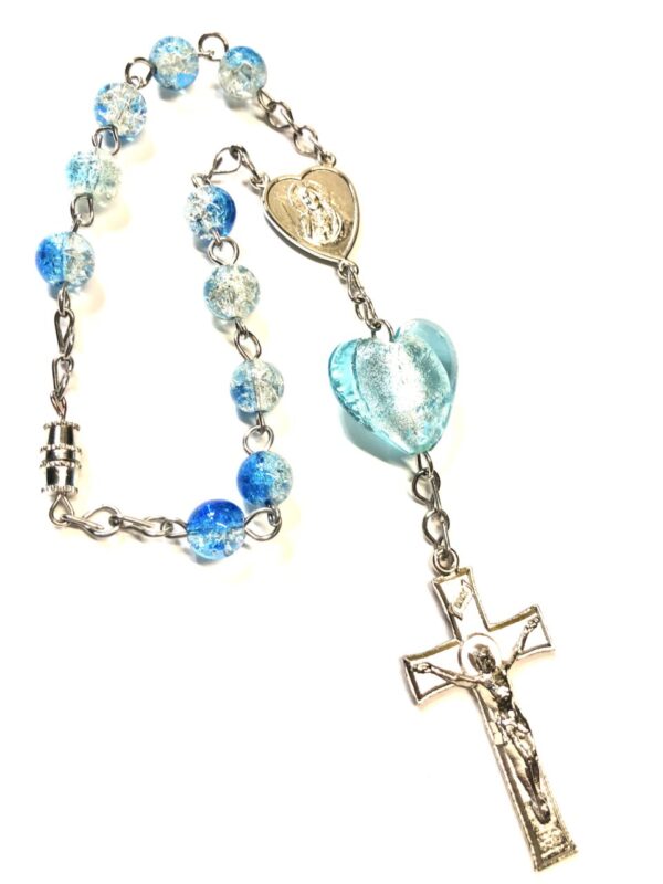 Handmade Blue Heart Car Rosary