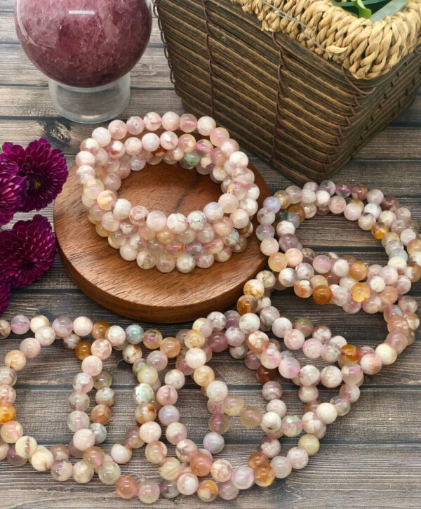 Cherry blossom agate bracelet  8mm