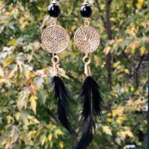Black onyx dream catcher earrings