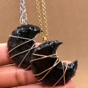 Black Obsidian Crescent Moon Necklace