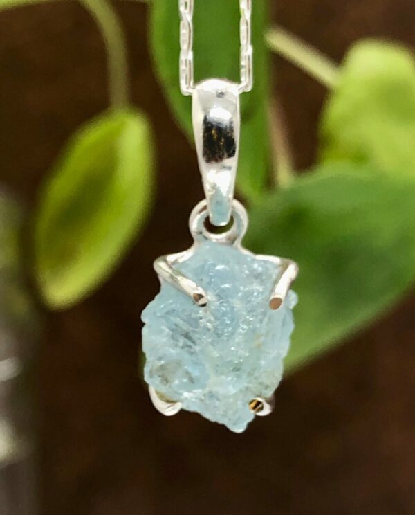 Raw aquamarine Sterling silver 925 necklace