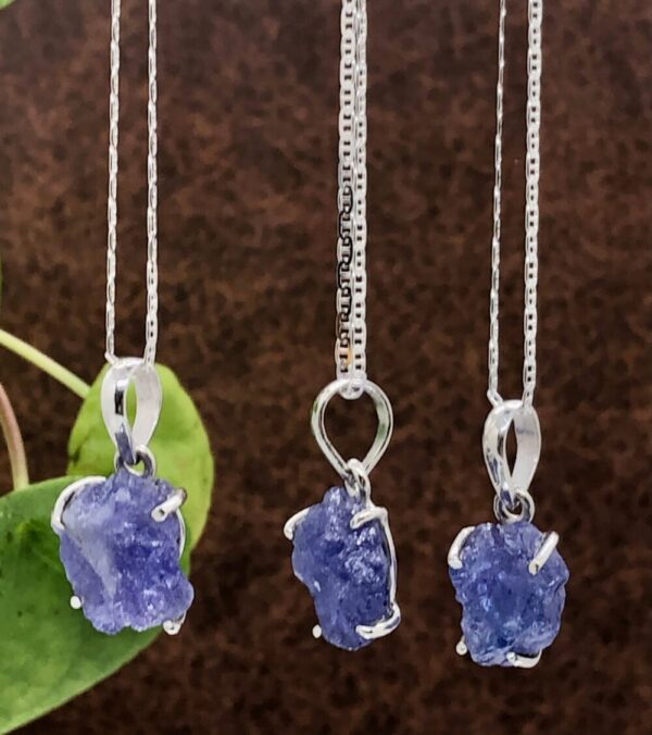 Raw Tanzanite sterling silver 925 necklace