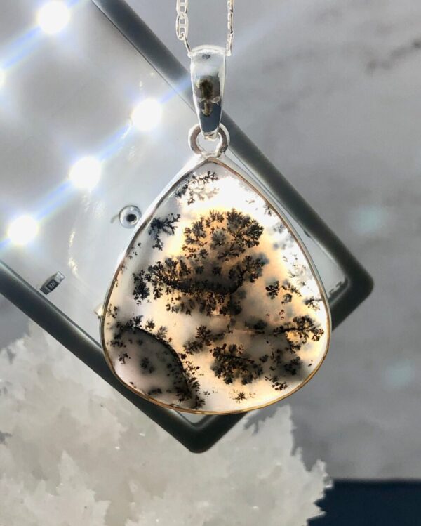 Dendritic Agate sterling silver 925 necklace