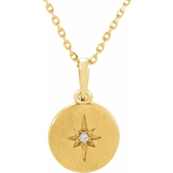Dainty Diamond and 14K Yellow Gold Starburst Necklace