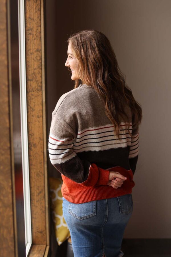 Rust Brown Colorblock Sweater • S or M