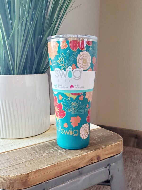 Teal Floral Poppy 32oz. Swig Tumbler