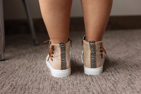 Beige Lace Up Detail Slip On Shoes