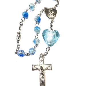 Handmade Blue Heart Car Rosary