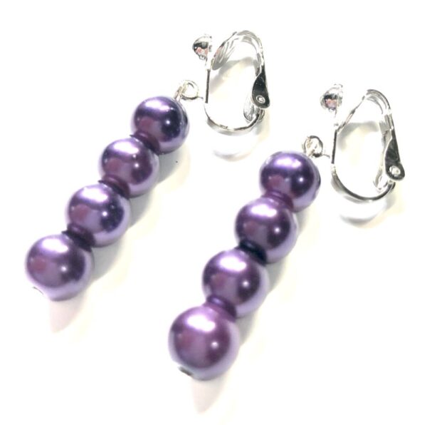 Handmade Purple Clip-On Earrings
