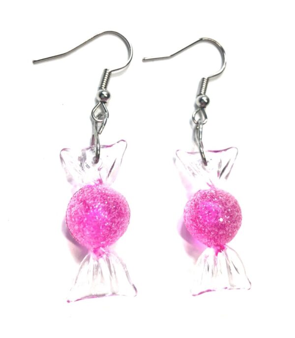 Handmade Pink Candy Wrapper Earrings