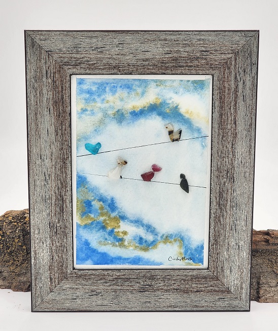 “Birds Hanging Out” Rock Art by Cindy Moss