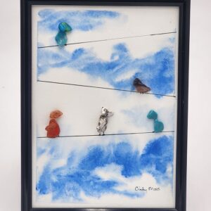 “Birds On A Wire” Rock Art by Cindy Moss