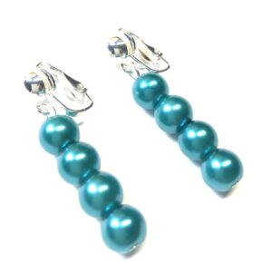 Handmade Teal Clip-On Earrings