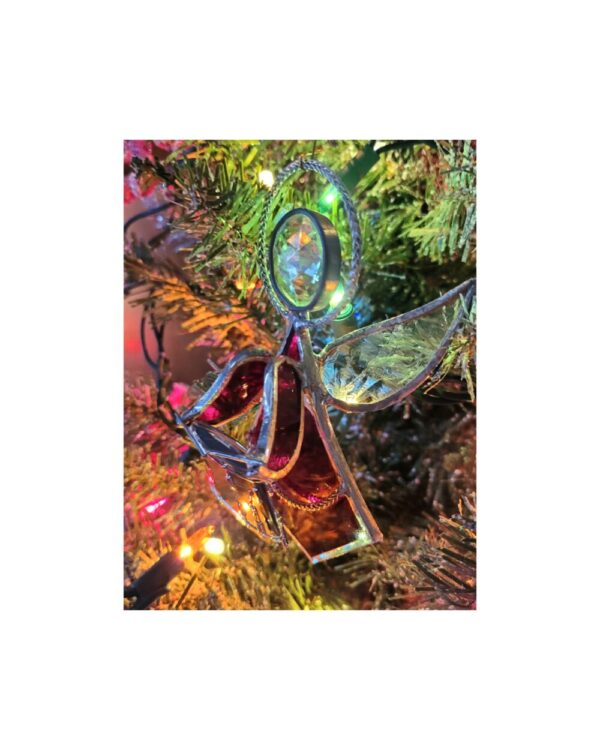 Stained Glass Angel Ornament- Playing Drum