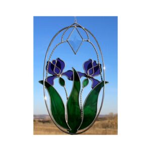 Purple Dutch Iris Stained Glass Suncatcher