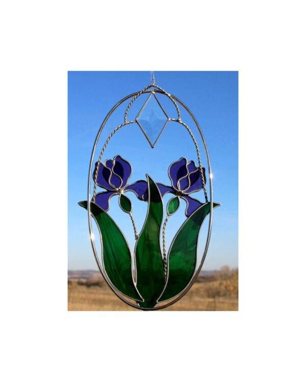 Purple Dutch Iris Stained Glass Suncatcher