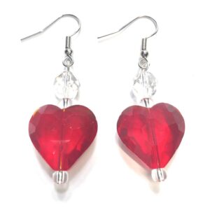 Handmade Red Heart Earrings