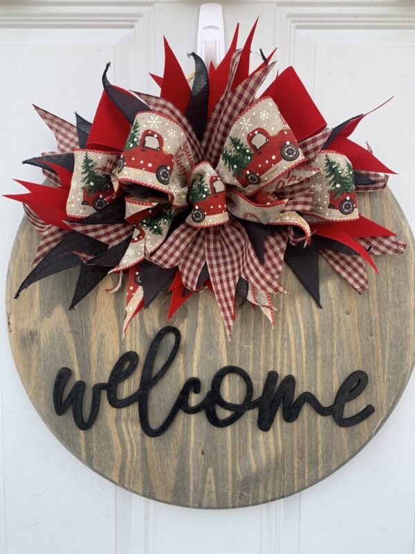 Red Truck Christmas Welcome Sign