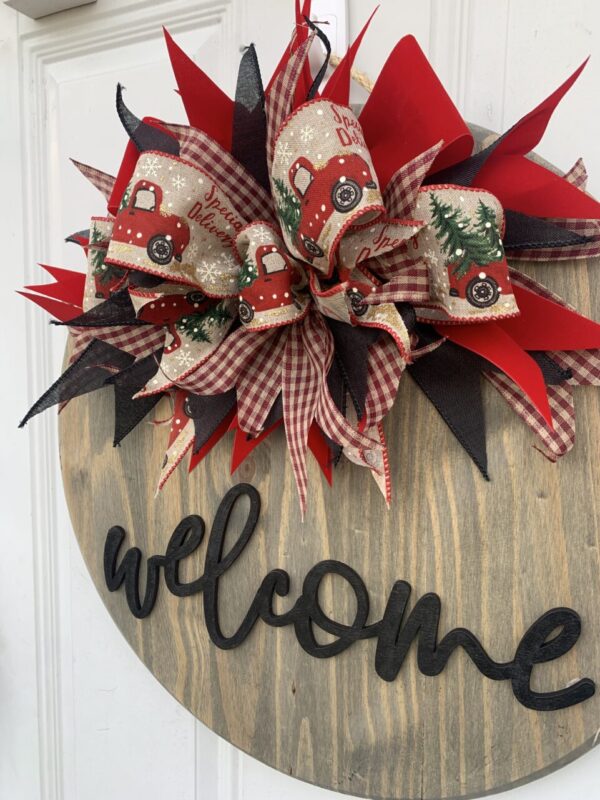 Red Truck Christmas Welcome Sign