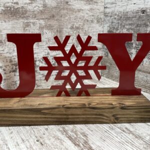 Joy Snowflake in Wood Block