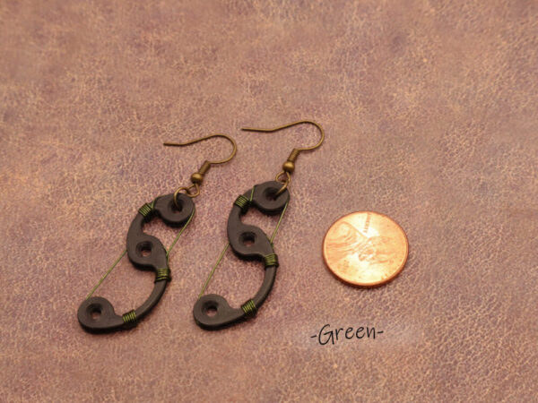 Earrings, Hand Tied Wire, 3D printed Black, S-Shaped (Copy)