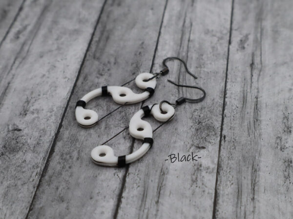 Earrings, Hand Tied Wire, 3D printed White, S-Shaped