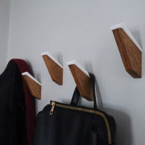 Wood Wall Hooks, Oak, White Accent